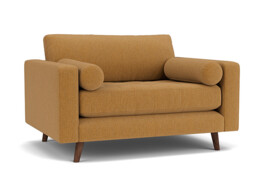Orange Velvet Loveseat Armchair - Modern Snuggle Cuddler Custom Arm Chair In Stain Resistant Velvet - Shoreditch Range