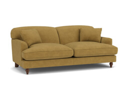 Yellow Velvet 3 Seater Sofa - Traditional Style Custom Sofa In Stain Resistant Velvet - Galloway Range - thumbnail 1