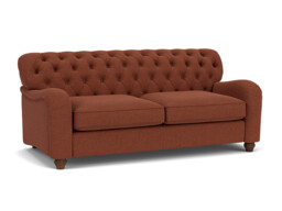 Red Velvet 3 Seater Sofa - Traditional Button Back Custom Sofa In Easy Clean Velvet - Bakewell Range - thumbnail 1