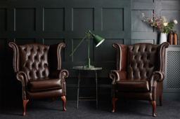 Grey Fabric Wingback Queen Armchair - Traditional Accent Custom Arm Chair In Easy Clean Fabric - Queen Ann Range - thumbnail 2