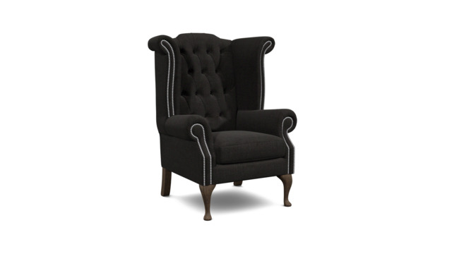 Black Velvet Wingback Queen Armchair - Traditional Accent Custom Arm Chair In Easy Clean Velvet - Queen Ann Range - image 1