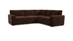 Brown Velvet 3X2 Seater Corner Sofa - Modern Style Custom Sofa In Easy Clean Velvet - Sloane Range