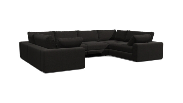 Black Velvet U Shaped Sofa - Modren U Shape Corner Custom Sofa In Easy Clean Velvet - Purley Range - image 1