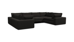 Black Velvet U Shaped Sofa - Modren U Shape Corner Custom Sofa In Easy Clean Velvet - Purley Range - thumbnail 1