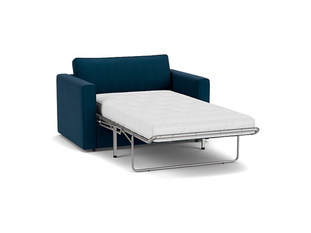 Blue Velvet Loveseat Armchair Sofabed - Modern Pull Out Chair Bed In Easy Clean Velvet - Bromley Range - image 1