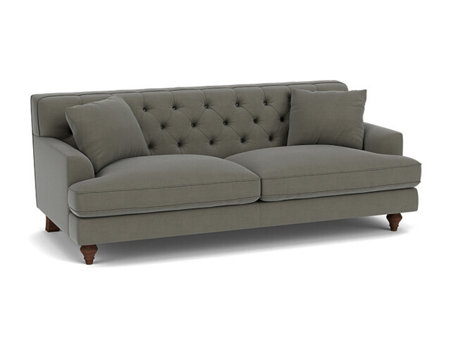 Grey Fabric 4 Seater Sofa - Traditional Button Back Custom Sofa In Easy Clean Fabric - Charnwood Range - image 1