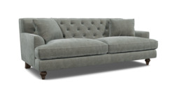 Grey Fabric 4 Seater Sofa - Traditional Button Back Custom Sofa In Easy Clean Fabric - Charnwood Range - thumbnail 1