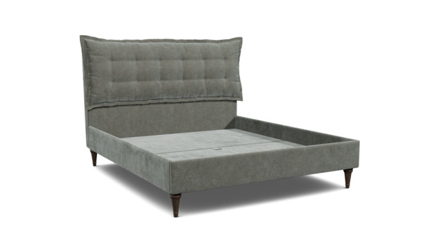Grey Fabric Super King Size Bed Frame - Traditional Low End With Large Headboard In Easy Clean Fabric - Lyndhurst Range - image 1