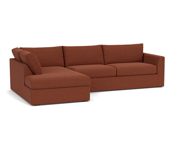 Red Velvet 6 Seater Sofa With Chaise - Modern Style Custom Sofa In Easy Clean Velvet - Portland Range - image 1