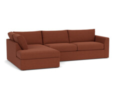 Red Velvet 6 Seater Sofa With Chaise - Modern Style Custom Sofa In Easy Clean Velvet - Portland Range