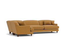 Orange Velvet 4 Seater Left Corner Sofa - Traditional Style Custom Sofa In Stain Resistant Velvet - Galloway Range - thumbnail 1