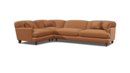 Orange Velvet 4 Seater Left Corner Sofa - Traditional Style Custom Sofa In Stain Resistant Velvet - Galloway Range - thumbnail 1