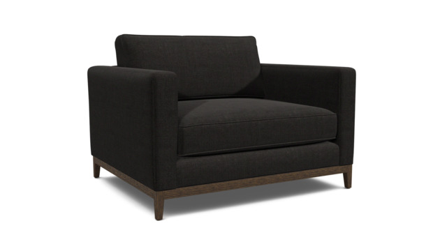 Black Velvet Loveseat Armchair - Modern Snuggle Cuddler Custom Arm Chair In Easy Clean Velvet - Darwin Range - image 1