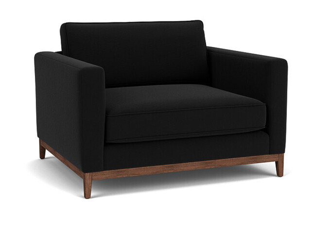 Black Velvet Loveseat Armchair - Modern Snuggle Cuddler Custom Arm Chair In Easy Clean Velvet - Darwin Range - image 1