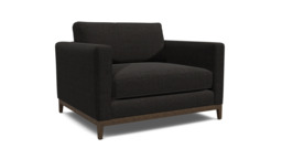 Black Velvet Loveseat Armchair - Modern Snuggle Cuddler Custom Arm Chair In Easy Clean Velvet - Darwin Range - thumbnail 1