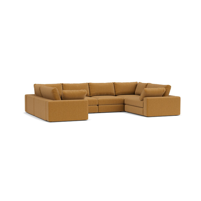 Orange Velvet U Shaped Sofa - Modren U Shape Corner Custom Sofa In Stain Resistant Velvet - Purley Range - image 1