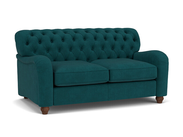 Teal Velvet 2 Seater Sofa - Traditional Button Back Custom Sofa In Stain Resistant Velvet - Bakewell Range - image 1