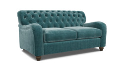 Teal Velvet 2 Seater Sofa - Traditional Button Back Custom Sofa In Stain Resistant Velvet - Bakewell Range - thumbnail 1
