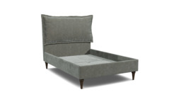 Grey Fabric Double Bed Frame - Traditional Low End With Large Headboard In Easy Clean Fabric - Lyndhurst Range