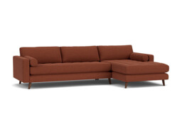 Red Velvet 3 Seater Sofa With Chaise - Modern Style Custom Sofa In Easy Clean Velvet - Shoreditch Range