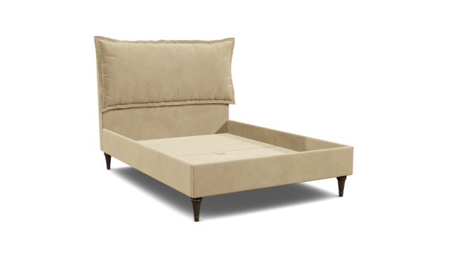 Cream Fabric King Size Bed Frame - Traditional Low End With Large Headboard - Lyndhurst Range - image 1