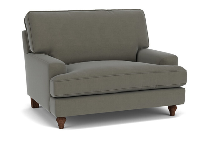 Grey Fabric Loveseat Armchair - Modern Snuggle Cuddler Custom Arm Chair In Easy Clean Fabric - Whinfell Range - image 1