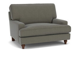 Grey Fabric Loveseat Armchair - Modern Snuggle Cuddler Custom Arm Chair In Easy Clean Fabric - Whinfell Range - thumbnail 1