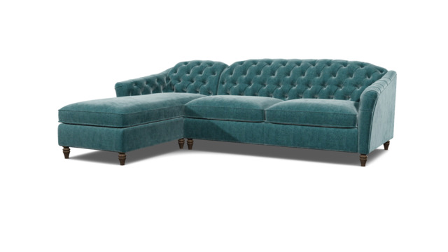 Sophisticated Payton Teal 3 Seater Versatile Chaise Sofa Bed, Deep Button Detailing and Customisable - Darlings of Chelsea - image 1