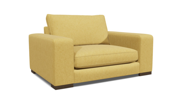 Yellow Velvet Loveseat Armchair - Modern Snuggle Cuddler Custom Arm Chair In Stain Resistant Velvet - Ashdown Range - image 1