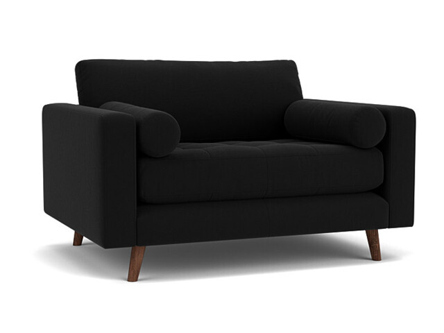 Black Velvet Loveseat Armchair - Modern Snuggle Cuddler Custom Arm Chair In Easy Clean Velvet - Shoreditch Range - image 1