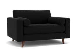 Black Velvet Loveseat Armchair - Modern Snuggle Cuddler Custom Arm Chair In Easy Clean Velvet - Shoreditch Range - thumbnail 1