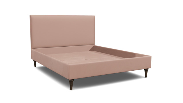 Pink Velvet King Size Bed Frame - Traditional Low End With Large Headboard In Stain Resistant Velvet - Yarnmouth Range - image 1