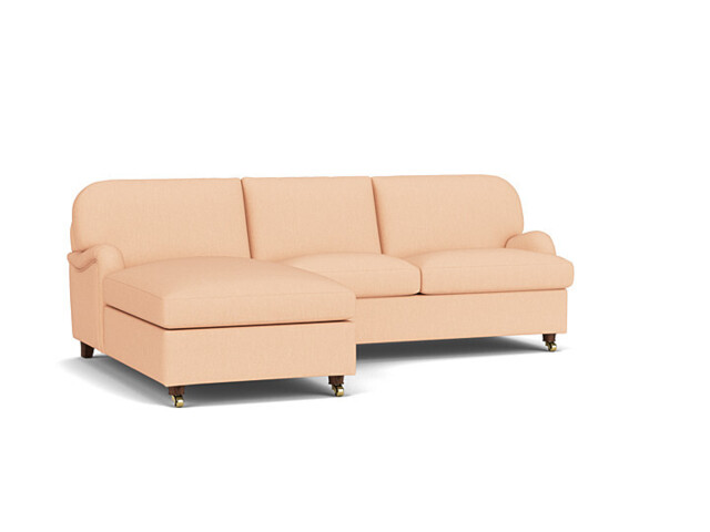 Pink Velvet 3 Seater Sofa With Chaise - Traditional Style Custom Sofa In Stain Resistant Velvet - Helston Range - image 1