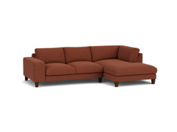 Red Velvet 2.5 Seater Sofa With Chaise - Modern Style Custom Sofa In Easy Clean Velvet - Kingly Range
