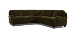 Green Linen 3X3 Seater Corner Sofabed - Traditional Fold Out Custom Sofa Bed - Helston Range
