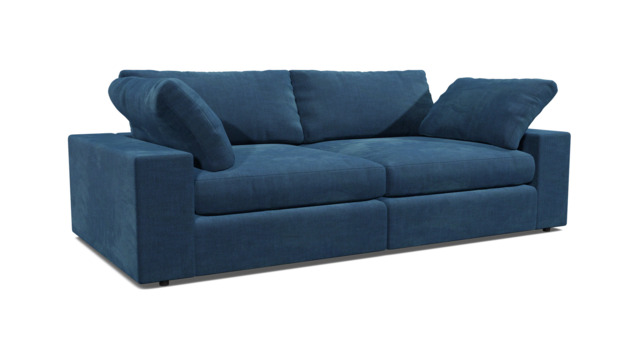 Blue Velvet 4 Seater Sofa - Modern Style Custom Sofa In Easy Clean Velvet - Purley Range - image 1