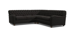 Black 2 Seater Corner Sofa - Traditional Chesterfield Style Fabric Luxury Premium Corner Sofa - Bakewell Range