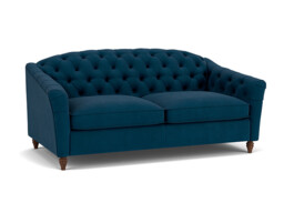 Blue Velvet 3.5 Seater Sofa - Traditional Button Back Custom Sofa In Easy Clean Velvet - Payton Range - thumbnail 1