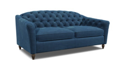 Blue Velvet 3.5 Seater Sofa - Traditional Button Back Custom Sofa In Easy Clean Velvet - Payton Range - thumbnail 1