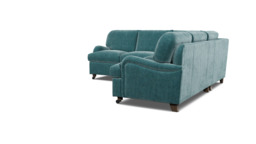 Teal Velvet 2X2 Seater Corner Sofabed - Traditional Fold Out Custom Sofa Bed In Stain Resistant Velvet - Helston Range