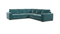 Teal Velvet 4 Seater Corner Sofa - Modern Style Custom Sofa In Stain Resistant Velvet - Ashdown Range