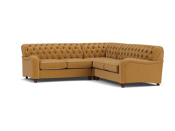 Orange 2 Seater Corner Sofa - Traditional Chesterfield Style Fabric Luxury Premium Corner Sofa - Bakewell Range