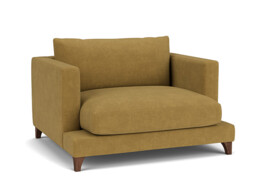 Yellow Velvet Loveseat Armchair - Modern Snuggle Cuddler Custom Arm Chair In Stain Resistant Velvet - Holland Range