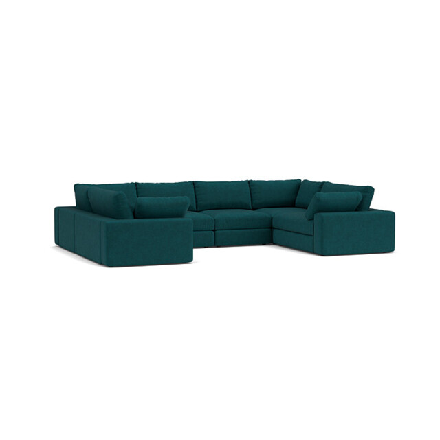 Teal Velvet U Shaped Sofa - Modren U Shape Corner Custom Sofa In Stain Resistant Velvet - Purley Range - image 1