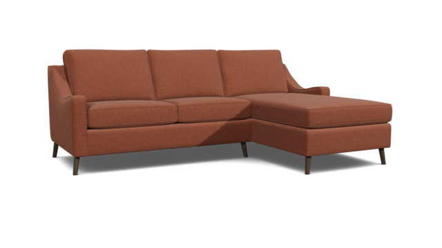 Mid-Century Weymouth 3 Seater Red Chaise Sofa Bed, 170+ Customisation Options, UK Crafted - Darlings of Chelsea - image 1