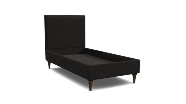 Black Velvet Single Bed Frame - Traditional Low End With Large Headboard In Easy Clean Velvet - Yarnmouth Range - image 1