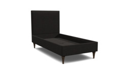 Black Velvet Single Bed Frame - Traditional Low End With Large Headboard In Easy Clean Velvet - Yarnmouth Range