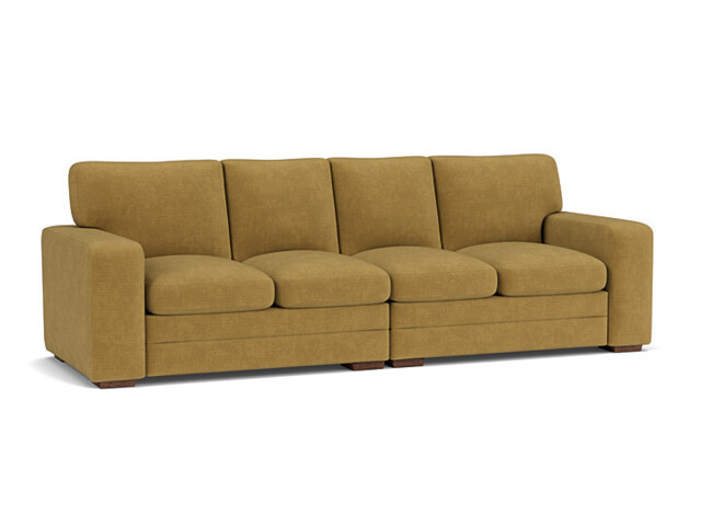 Yellow Velvet 4.5 Seater Sofa - Modern Style Custom Sofa In Stain Resistant Velvet - Sloane Range - image 1