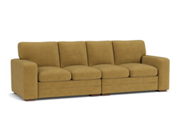 Yellow Velvet 4.5 Seater Sofa - Modern Style Custom Sofa In Stain Resistant Velvet - Sloane Range - thumbnail 1