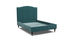 Teal Velvet Double Bed Frame - Traditional Low End With Large Headboard In Stain Resistant Velvet - Avebury Range - thumbnail 1